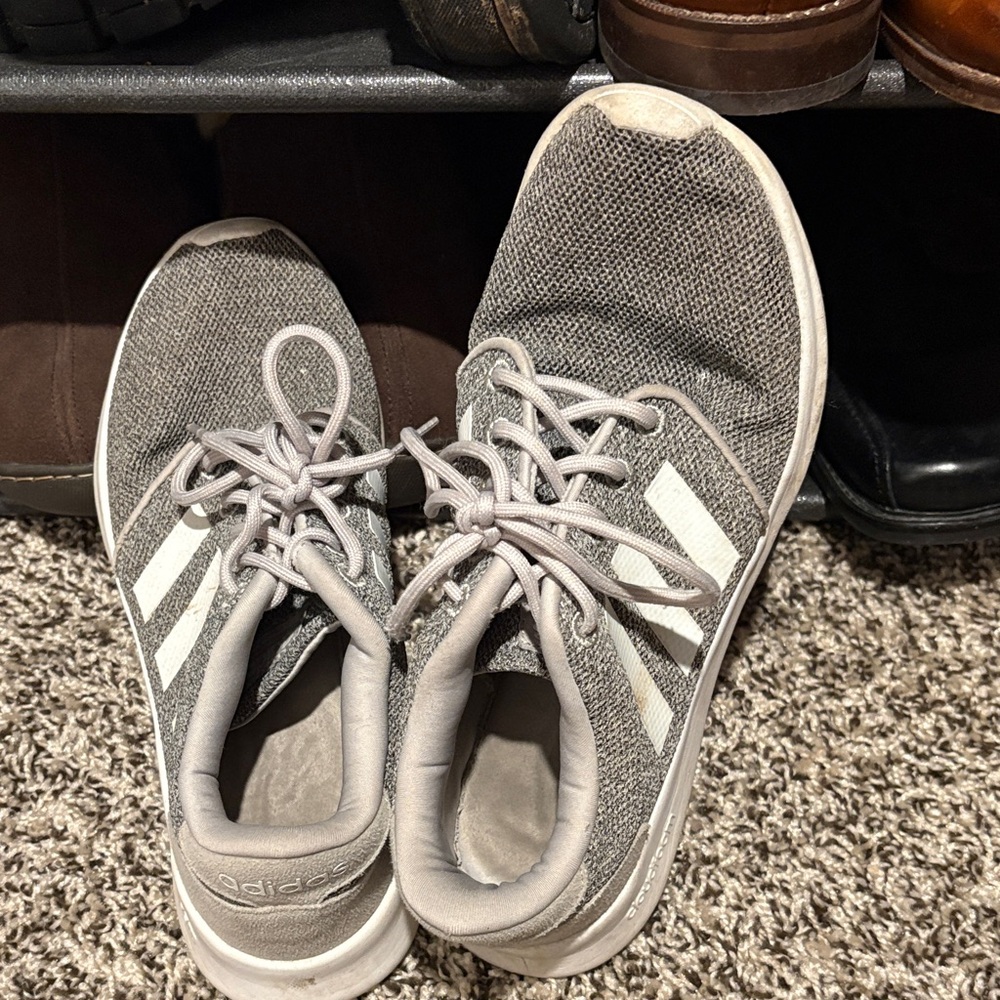 Adidas Kids Gray and White Sneakers